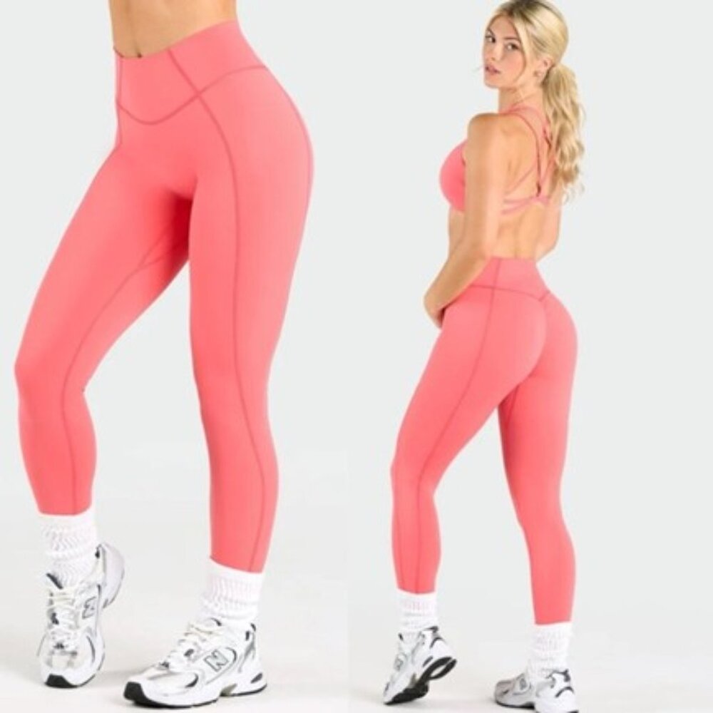TLF new scrunch butt leggings peach coral color size medium